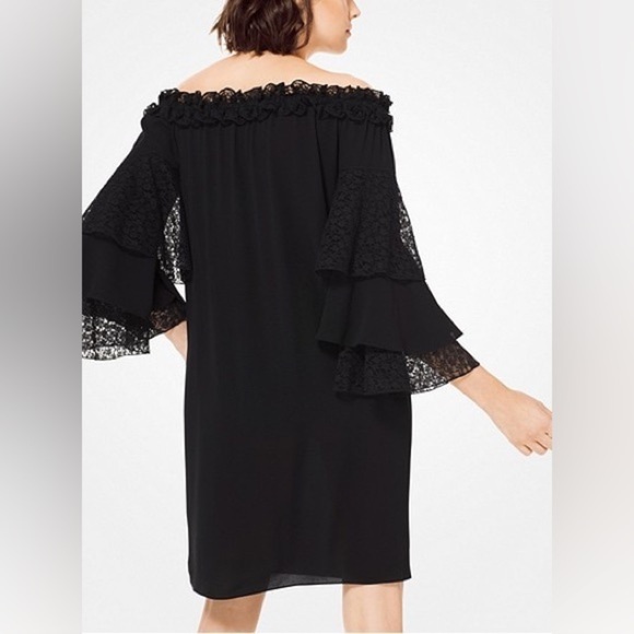 MICHAEL KORS COLLECTION Silk-Georgette and Lace Off-The-Shoulder Dress, size 2 - Picture 2 of 8